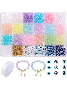 Boho Style Plain Color & Letter Design Clay Bead for Girls, 1 Box Trendy Multicolor Beads for Necklace & Bracelet Making, Chic Diy Material for Jewelry Making As Gifts, Vintage Jewelry