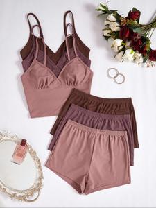 Women's Solid Color Crop Cami Top & Elastic Waist Shorts Pyjama Set, Casual Comfy Spaghetti Strap Camisole & Shorts PJ Set, Ladies Summer Sleepwear, Summer Friday Set, Womenswear