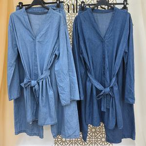 Denim Look V-Neck Two Piece Set
