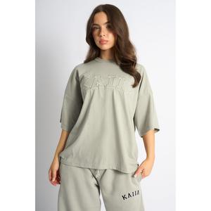 Kaiia Logo Oversized T-Shirt Pebble