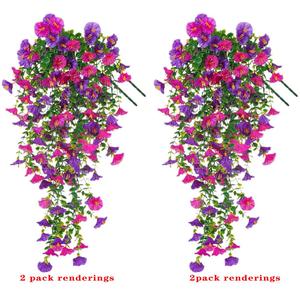 Artificial Hanging Flowers, 2/4 Counts Fake Plants with Eucalyptus Leaves, UV Resistant Realistic Hanging Plants for Home Garden Decor, Fruit