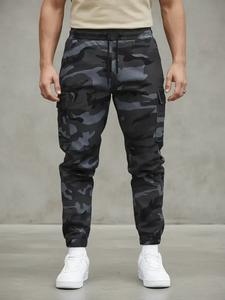 Men's Camo Print Cargo Pants, Regular Fit Casual Comfy Multi-Pocket Trousers for Daily Wear, Fashion Men's Bottoms for All Seasons