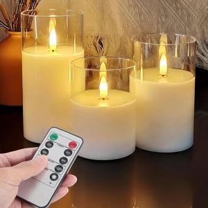 LED Candle Light with Remote Control, Batteries Required Electronic Candle Light, Decorative Candle Light for Home Party Wedding Decor, Home Decor Supplies, Room Decor Lights, Modern Night Lights