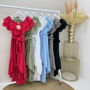 VIRGO BOUTIQUEsuzanne - Broidery Crochette High Low Hem Bardot Dress