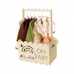 Wooden Baby Shower Crate Closet, Unique Wooden Basket for Boys and Girls, Perfect Welcome Baby Gifts for New Parents