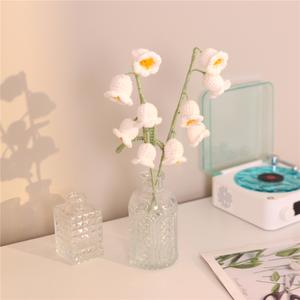 5pcs Cute Crochet Bell Orchid Flower DIY Bouquet Gift for Friends Home Table Decor (without vase)