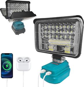 LED Work Light for Makita 18V Battery, 60W 4500LM Portable Flood Lights Jobsite Light Spotlight Tool, Cordless LED Wide Beam Flashlight for Repairing, Outdoor, Camping, Fishing, Emergency (No Battery) [Energy Class C]