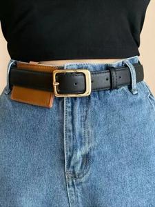 Women's Modern Solid Color Pu Trendy Versatile Buckle Belt, Pu Leather Belts, Casual Business Belt for Jeans & Shorts, Casual Dress Fashion Belt, Casual Waistband for Daily Use, Adjustable Waist Belt