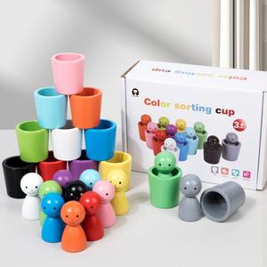 color sorting cup toy, 24pcs/set colorful fun cup toy for improves hands-on skills, color cognition improvement toy for early education