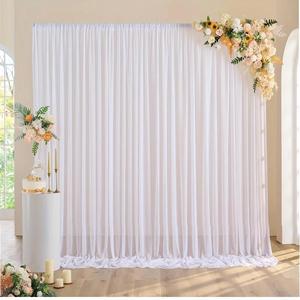 Solid Color Wedding Party Backdrop, 2 Counts/set Transparent Curtain Set, Versatile Photo Background, Perfect for Bridal Party, Baptism, Birthday, Banners, Photo Backdrops