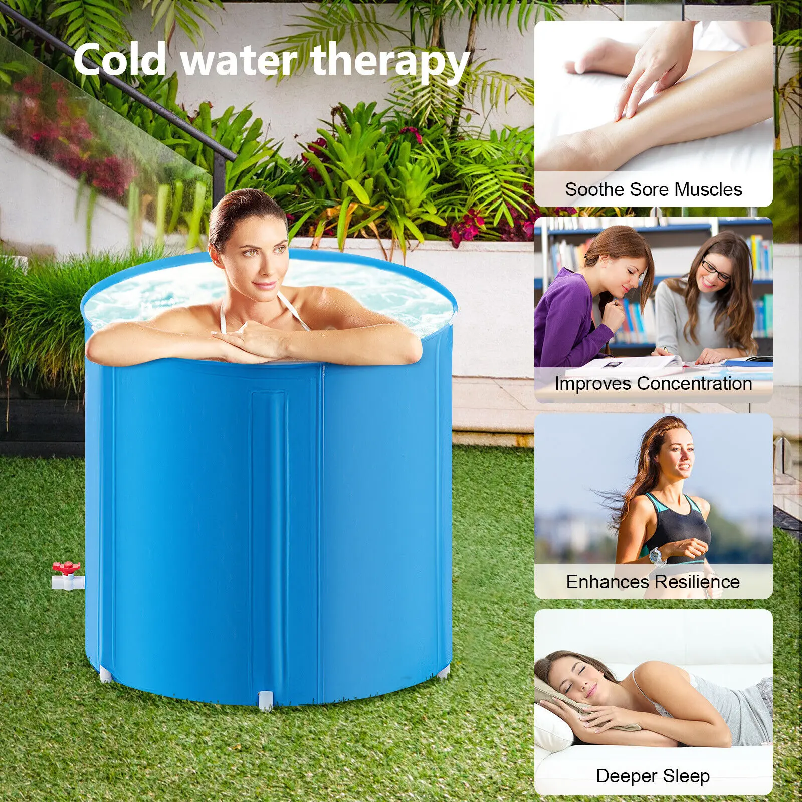 Foldable PVC Bathtub Water Tub for Adult SPA Bath - 70X65cm Size