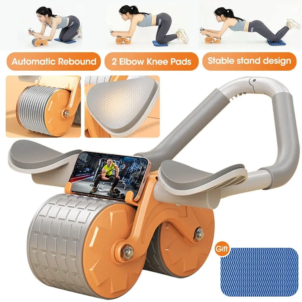 Abdominal Wheel with Elbow Support and Timer - Automatic Rebound Fitness AB Roller
