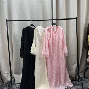 Ladies Modest Lined Summer V Neck Flare Sleeve Tie Back UK One Size 6-12 Length 140cm FBS 263