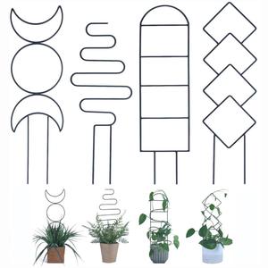 Modern Metallic Plant Trellis, 4 Counts/set Mixed Size Indoor Plant Trellis, Climbing Plant Support Rack, Gardening Supplies, Modern, Mechanic Tools, Garden Obelisk Trellis, for Home & House