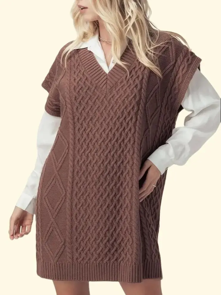 Casual Brown Jumper Dress for Women - Comfortable Material - Womenswear