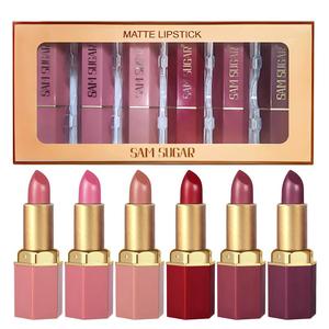 Long Lasting Matte Lipstick Set, 6 Counts/set Moisturizing Shimmer Lipstick, Glossy Lip Glaze Stick, Plumping Lipstick for Girls & Women