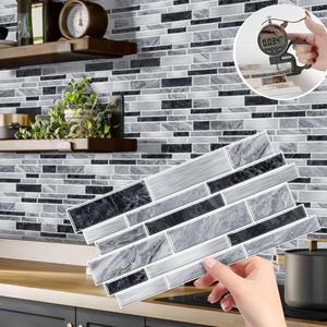 Self-adhesive Imitation Marble Tile Wall Sticker, 12/24/48pcs Waterproof & Oil-proof Wallpaper, Decorative Wall Paper for Kitchen Bathroom Dining Room, Best Friend Gifts