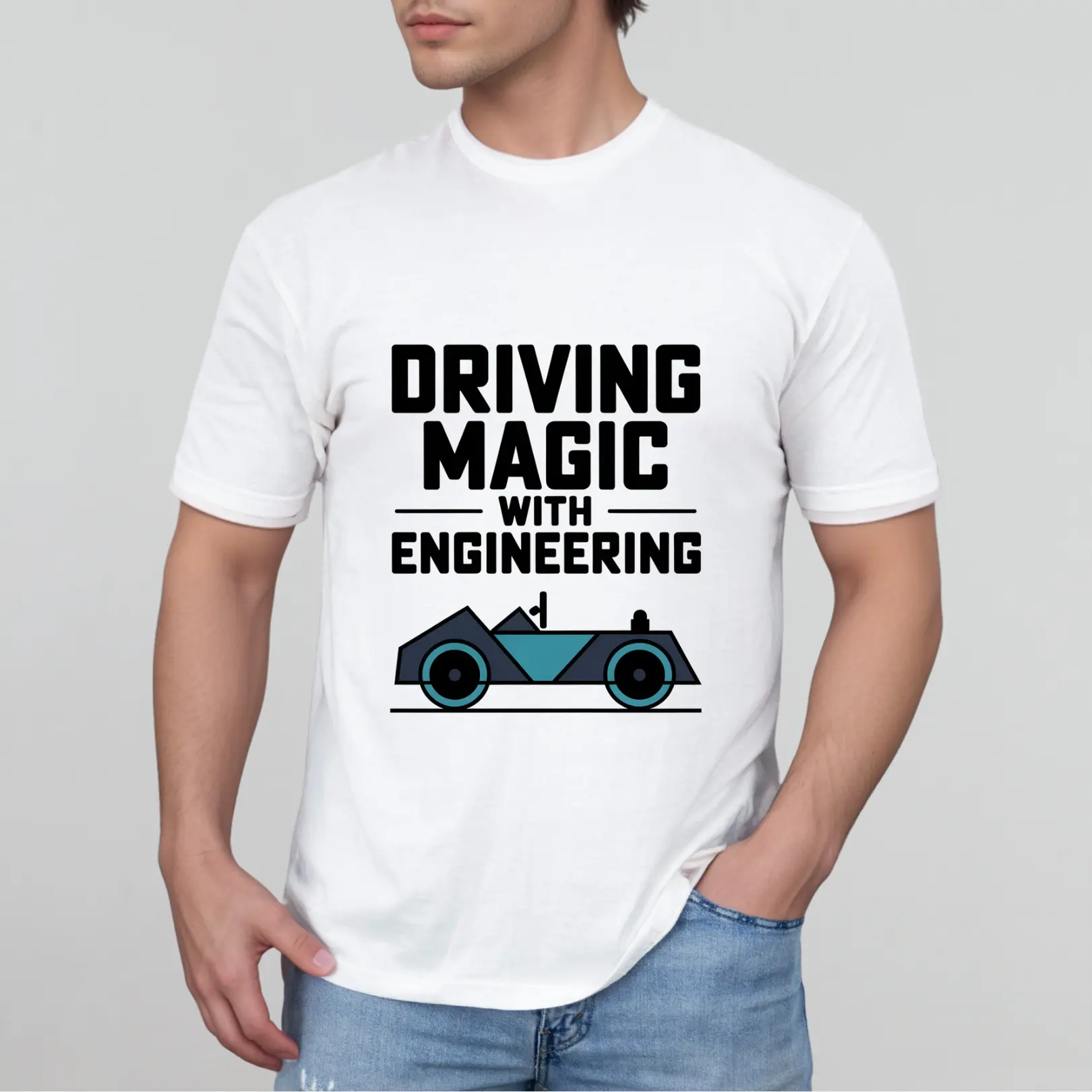 Automotive Engineering Driving Magic with Engineering Shirt – Soft, breathable short sleeve tee for men, perfect for car enthusiasts, casual wear, or road trips with an engineering twist.