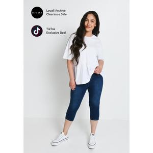 Lovall Cropped Jeggings - Dark Blue | Clearance | Standard and Plus Sizes Available, Sizes 6-28, Soft Comfort Stretch Fabric, Elasticated Waistband, High Waisted, Figure Enhancing Seam Design with Pockets