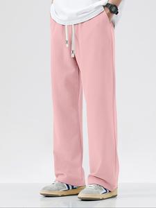 Men's Solid Color Straight Leg Pants, Casual Comfy Breathable Trousers for Summer, Men's Bottoms for Daily Wear, Beige