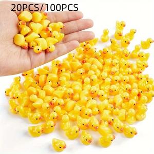 Mini Duck Statue, 100pcs/set Cute Resin Figurines Collectible Figurine for Miniature Garden, Aquarium, Home Decor, Party Games, Cute Office Ornaments Items