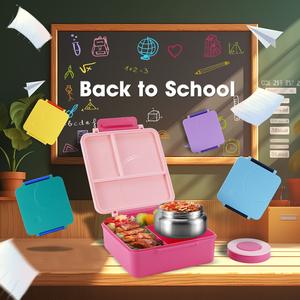 4-compartment Bento Lunch Box with Soup Cup, 1 Set Microwave Safe Plastic Bento Container, Lunch Accessories, Divided Food Storage Containers, Portable Food Storage for Travel, School and Lunches, Reusable Lunch Box, Lunchboxes