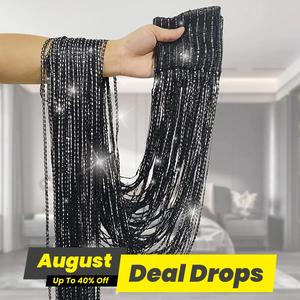 1 Piece String Tinsel Door Curtain, Glitter Fringe Door Wall Window Room Divider, Door Decor for Living Room, Bedroom, Home Decor Ornaments, Party Decoration Supplies, Party Event, Modern Elegant Decoration, Hanging Decoration, Party LED Lights