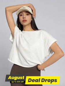 Women's Plain Cut Out Asymmetrical Hem Batwing Sleeve Tee, Casual Short Sleeve Round Neck T-shirt for Summer, Ladies Clothes for Daily Wear, Streetwear