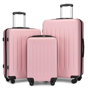 [MissLulu Bags] Box Design 28'' Large Expandable Suitcase Only, 19''/24''/28'' 3piece Set with 360 Degrees Wheels and Combination Lock - Blush PInk