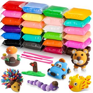 Air Dry Clay Kit, 24 Colors Modeling Clay Set with Tools, Ultra Light & Safe, Perfect Gift for Kids, Christmas & Halloween Present Idea, Art Stickers