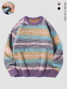 Men's Colorblock Contrast Binding Drop Shoulder Sweater, Casual Long Sleeve Round Neck Jumper for Fall & Winter, Fashion Men's Knitwear for Daily Wear