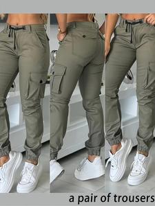 New High Waist Slimming Women's Casual Fashion Pants, Army Workwear Long Trousers, All Seasons Comfortable Ladies' Clothing