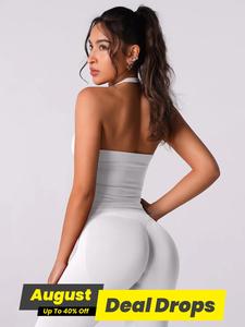 Women's Solid Removable Chest Pad Sports Tank Top, Breathable Comfortable Sports Top for Yoga Gym Workout, Ladies Sportswear, Activewear, Breathable Athletic Top, Gymswear, Seamless Gym Top, Athletic Training Apparel, Athletic Style Activewear