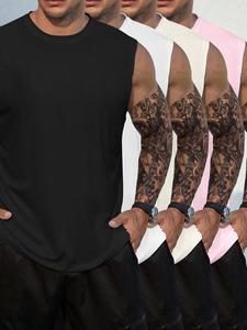 Men's Solid Color Loose Tank Top, Casual Breathable Sleeveless Top for Summer, Men's Clothes for Daily Wear