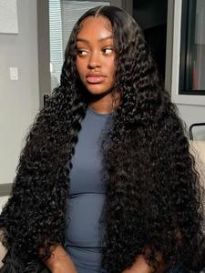 4x4 Deep Wave Lace Front Wig Pre Plucked Lace Frontal Wig Curly Human Hair Wigs For Women