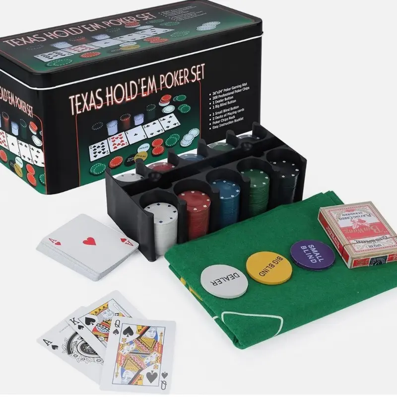 200 Piece Texas Hold Em Poker Set with Carry Case - Includes Cards, Chips & Dice for Casino Game Night