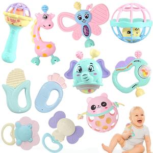 Random Color Baby Rattle Toy, 1 Set Baby Teething Toy, Baby Soothing Teething Toy, Baby Tactile Training Toy, Baby Sound Play Toy, Sensory Teether