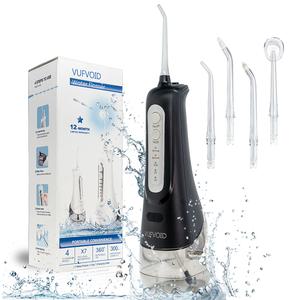VUFVOID Classic Cordless Water Flosser, 4 Cleaning Modes, DIY Mode, USB Rechargeable, 300ml Big Tank, Oral Irrigator for Home and Travel Electric Teeth Cleaner Dental Scaler White
