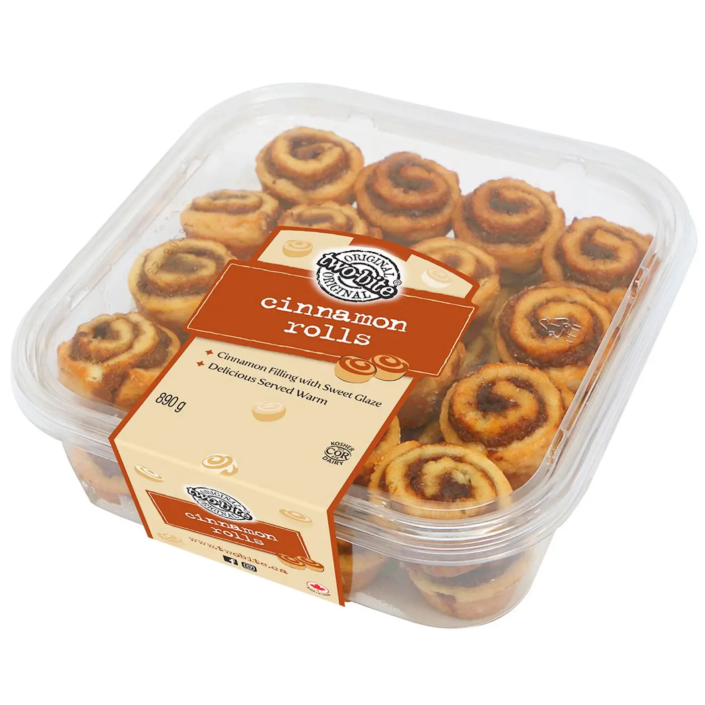 Two-Bite Cinnamon Rolls Rich Sweet Honey Sugar Glazed Filling Dough Snack 890g