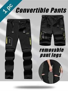 Men's Outdoor Quick-Dry Pants, Detachable Two-Piece Design, Multi-Pocket & Adjustable Waistband, Ideal for Hiking & Camping