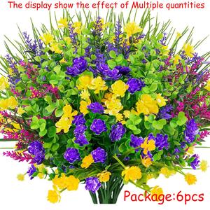 Artificial Fake Flower, 6pcs/set Realistic Faux Flower, Simulated Flower Bouquet, Decorative Plant for Home Indoor Outdoor Wedding Party Garden Yard, Room Decor, Home Decor