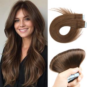 Tape in Hair Extensions 100% Remy Human Hair 20Pcs/Pack Invisible Skily Straight Seamless Hair Pieces for Women