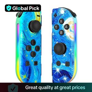 Creative Colorful Pattern Game Controller, RGB Light Wake Up Vibration Dazzle Body Bluetooth-compatible Gamepad, Console Accessories for Nintendo Switch, Game Peripherals, Gaming Products, Wireless Gaming Controller, Controller Grip