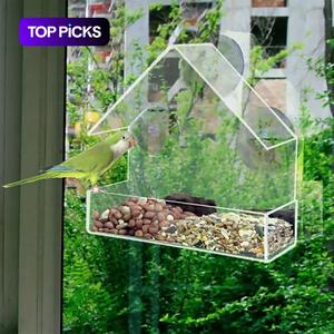 Bird Feeder, Transparent Window Hanging Bird Feeder House, Suction Cups Mounted Outdoor Hanging Feeders, Floating Bird House, Pet Supplies, Front Porch Decor