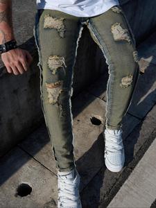 Men's Regular Fit Distressed Ripped Jeans, Fashion Casual Comfy Ripped Button Fly Skinny Jeans for Daily Wear, Mens Bottoms for All Seasons, Cotton