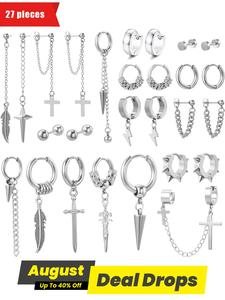 Stainless Steel Earrings Set, Fashion Jewelry for Party, Daily Clothing Decor, Trendy All-match & Exquisite Jewelry for Birthday Gift, Fashion Accessories