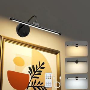 14 Inch USB Rechargeable Dimmable Wall Lamp, with Remote Control, Adjustable Color Temperature, Ideal for Art Painting, Gallery, Portrait Lighting