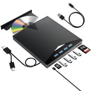 7 in 1 USB 3.0 & Type-C DVD Player, Portable CD/DVD Burner, External DVD Drive for Laptop Desktop PC, Compatible with Windows 11/10/8/7 Linux