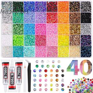 32,000 3mm Multi‑Colored Resin Jelly Rhinestones Flat‑Back Gems for Sparkling Decorations – Bedazzled Stuff Diamond Painting Kit Includes 3 Bottles of 10ml B7000 Jewelry Glue, Perfect for Nail Art, Crafts, Books, Makeup & All DIY Decoratio