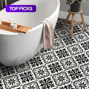 Moroccan Style Flower Pattern Floor Sticker, 12pcs/set Waterproof Self Adhesive Floor Tile Sticker, Decorative Sticker for Home Kitchen Bathroom, Home Decor